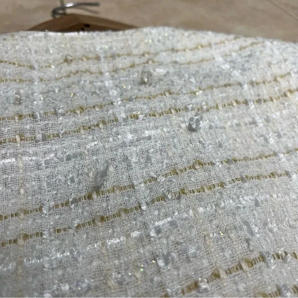 Christian Dior Women’s Blazer Size 12 White And Gold Tweed Jacket Vintage - Picture 10 of 14